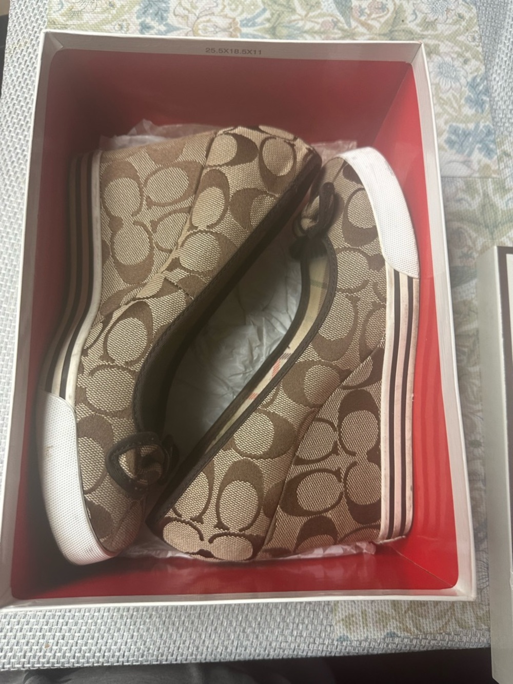 Coach Signature Canvas Slip-On Sneakers in Brown & Tan